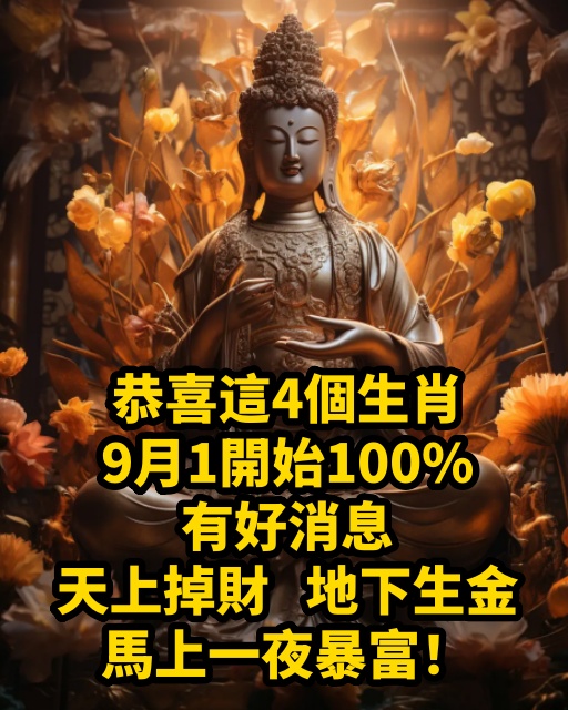 恭喜這4個生肖，9月1開始100%有好消息，天上掉財，地下生金，馬上一夜暴富！