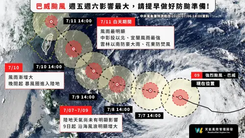 不排除登陸東部！強颱巴威「恐被吸入V字殺」4地快戒備　橫掃全台２／３陸地