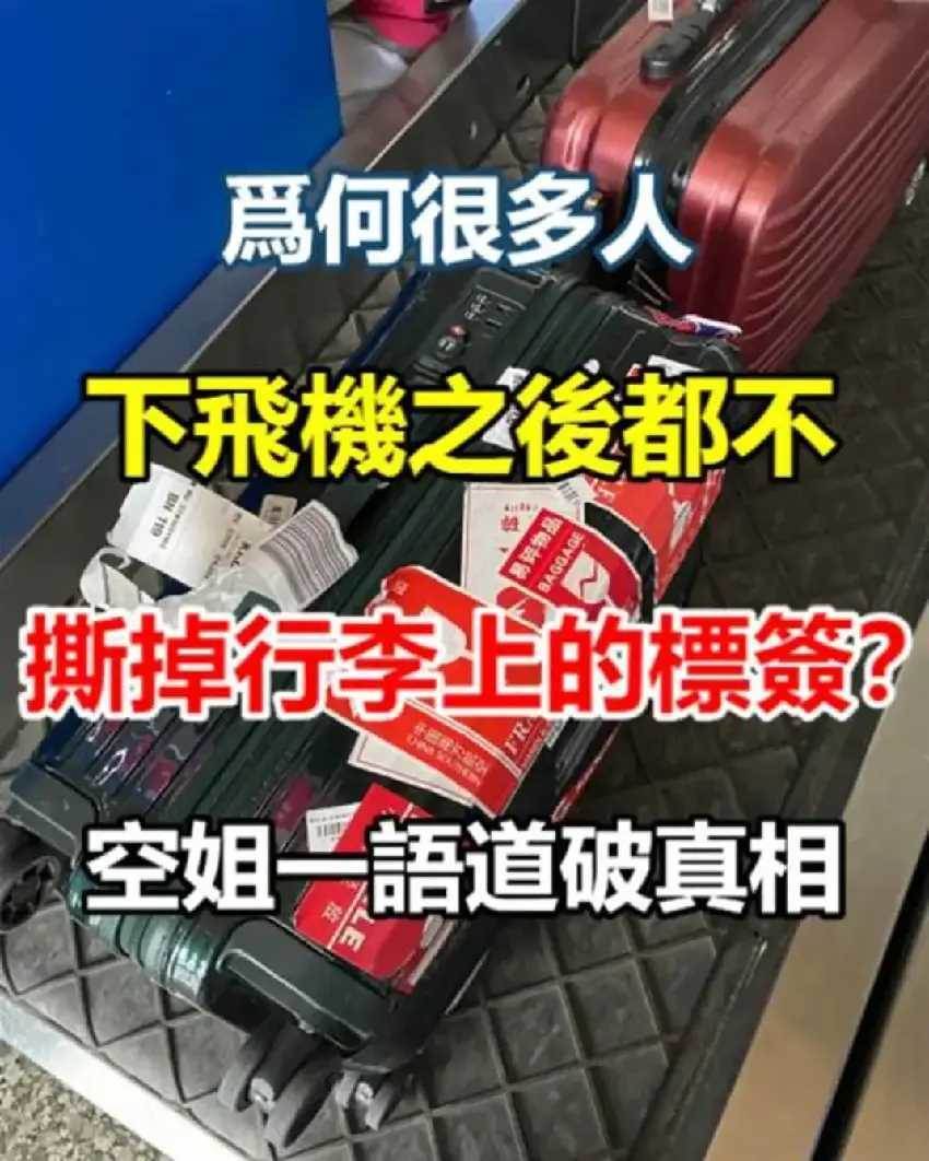 為何很多人下飛機之後 ，都不撕掉行李上的標簽？空姐一語道破真相