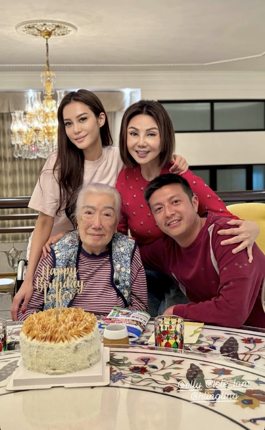 林建岳長子居家過45歲生日,101歲林老太罕露臉,滿頭白髮仍霸氣