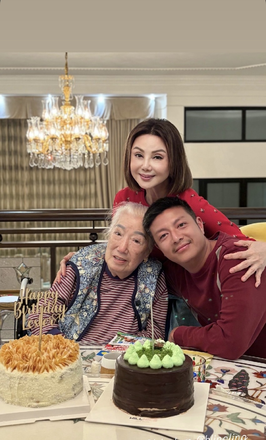 林建岳長子居家過45歲生日,101歲林老太罕露臉,滿頭白髮仍霸氣