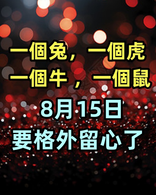 8月15日要格外留心了，一個兔，一個虎，一個牛 ，一個鼠