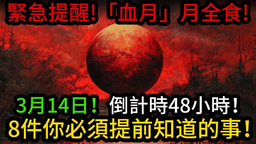 3月14日！倒計時48小時！「血月」月全食緊急提醒，8件你必須提前知道的事。