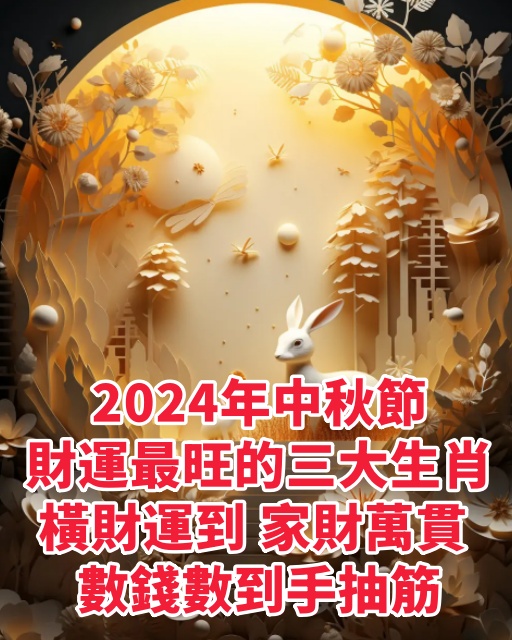 2024年中秋節財運最旺的三大生肖：橫財運到，家財萬貫 數錢數到手抽筋