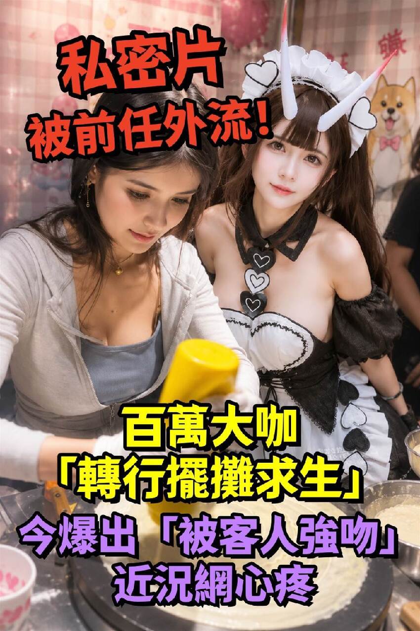 私密片被前任外流！百萬大咖「轉行擺攤求生」 今爆出「被客人強吻」近況網心疼