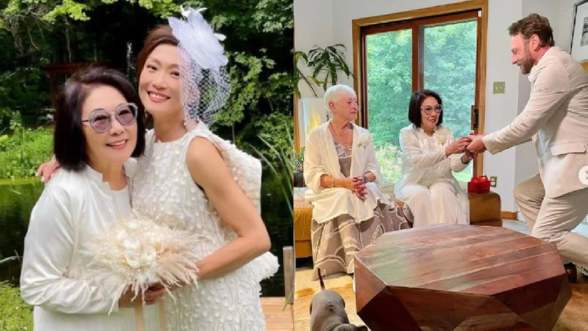 恭喜！李司棋女兒葉子青第三次結婚，嫁外籍攝影師辦森林婚禮