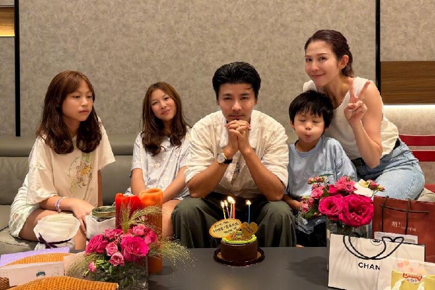香港偶遇蔡少芬一家，沒想到張晉這麼矮，兒子戴眼鏡才6歲就近視