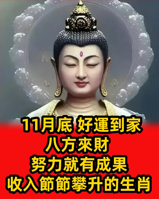 11月底，好運到家，八方來財，努力就有成果，收入節節攀升的生肖