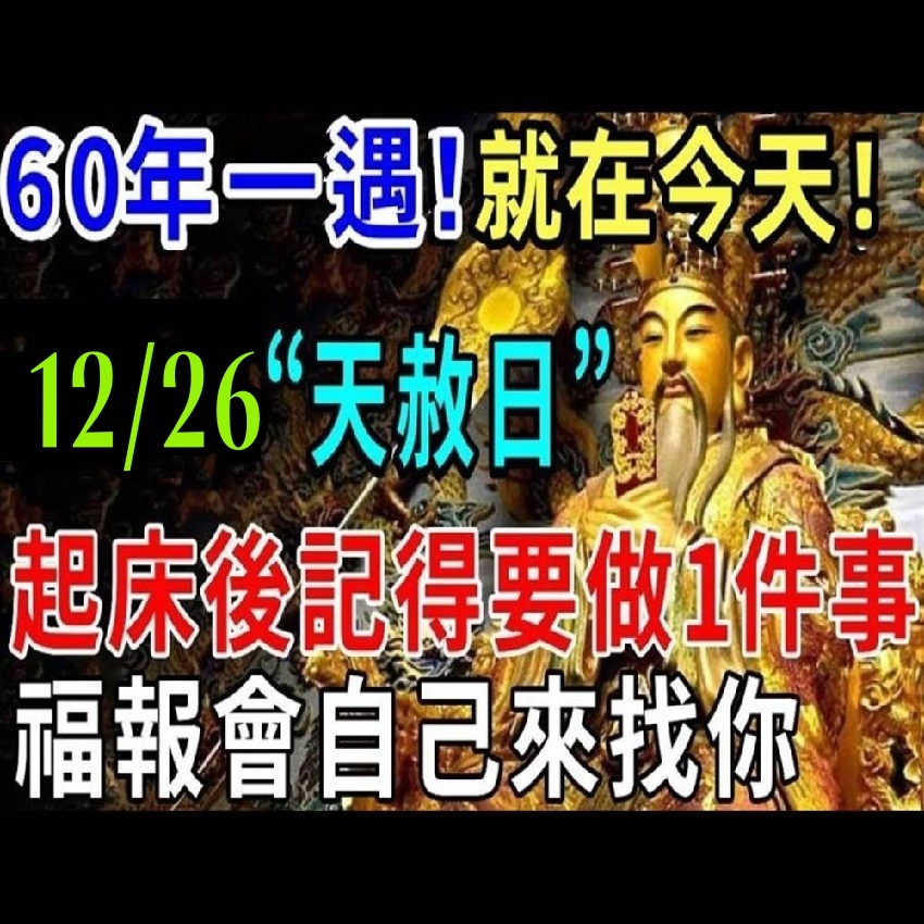 60年一遇！就在12月26號「天赦日」，起床後記得要做一件事，福報會自己來找你！讓你旺到年尾！