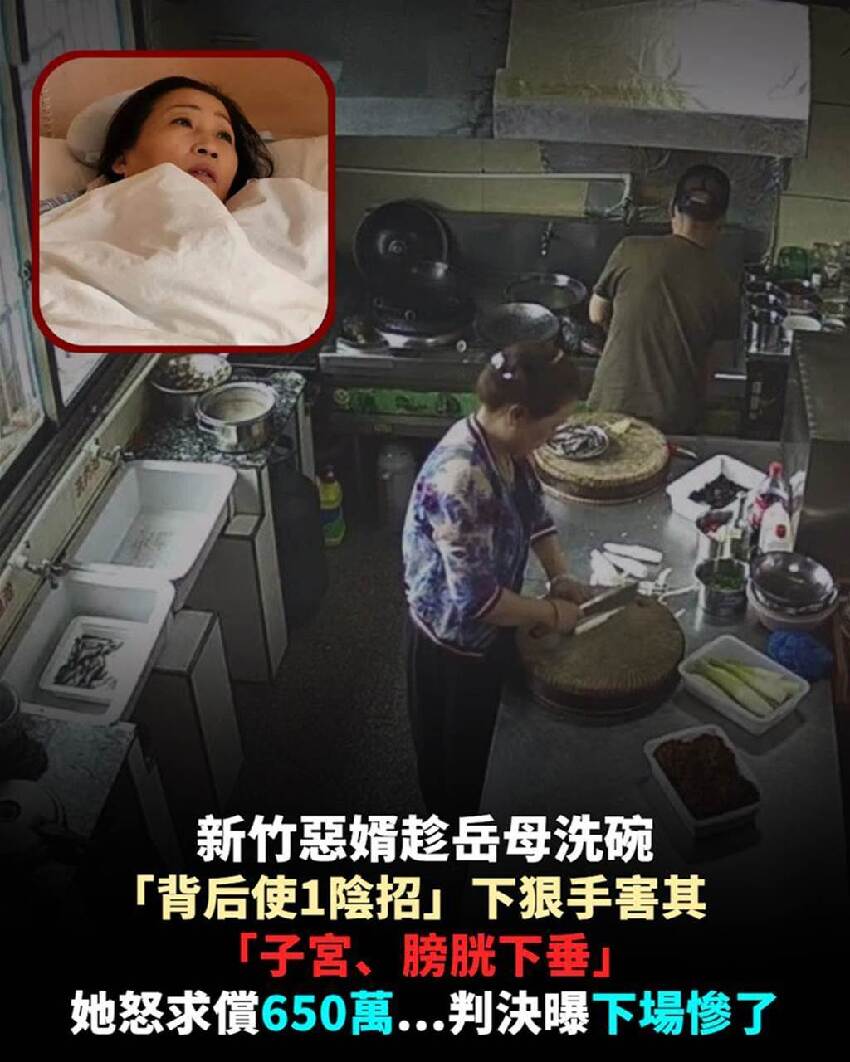 新竹惡腕趁岳母洗碗「背後讓1陰招」下狠手 她怒求償650萬...胎兒曝下場慘了