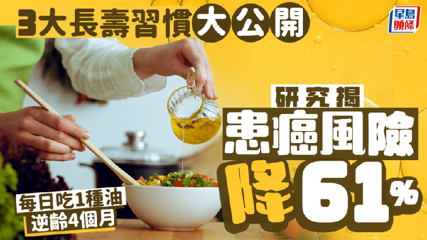 研究公開3大長壽習慣 患癌風險降61% 每日吃1種油逆齡4個月