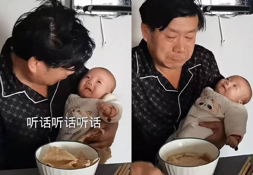 一家人喜提三胞胎,卻把爺爺整崩潰了,連吃飯都顧不上,眼淚直流