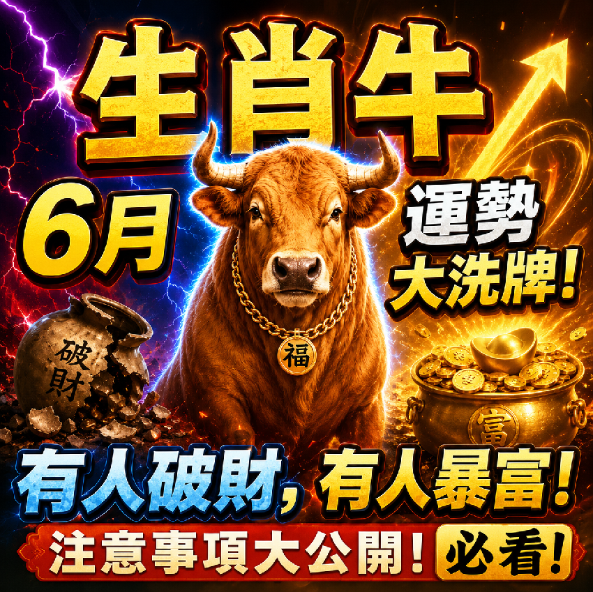 生肖牛6月運勢大洗牌！有人破財有人暴富，注意事項大公開！必看！