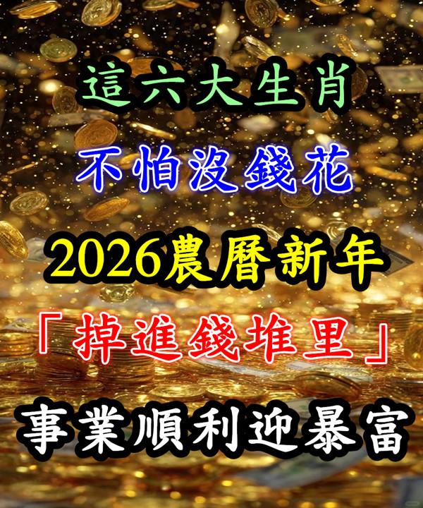 不怕沒錢花！2026農曆新年「掉進錢堆里」的六大生肖，工作事業順順利利