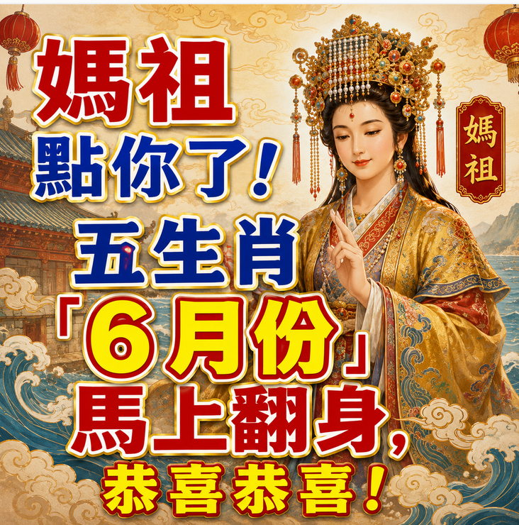 媽祖賜福！5大生肖在6月開始轉大運，財運擋不住
