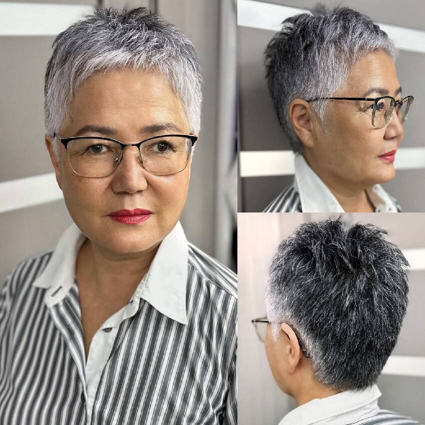 中老年女性髮型別亂剪,露耳短髮最適合,即使頭髮花白也很美