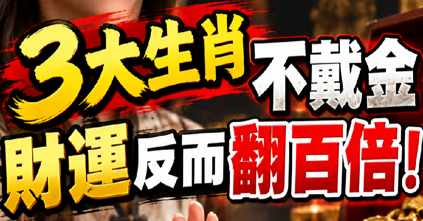 「3大生肖不戴金」財運反而翻百倍！不是迷信，真的有人「和黃金相剋」財運陽壽都會被金器吸光