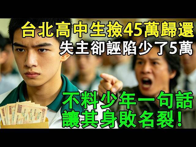 臺北高中生撿到45萬現金歸還，失主卻誣陷少了五萬，不料少年一句話，讓其身敗名裂