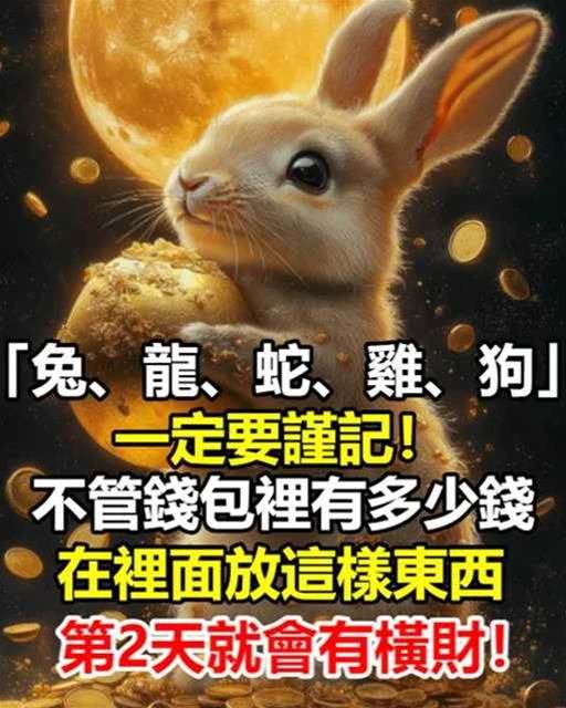 屬兔、龍、蛇、雞、狗人一定要謹記！不管錢包里有多少錢，記得要在裡面放這樣東西，第2天就會有橫財