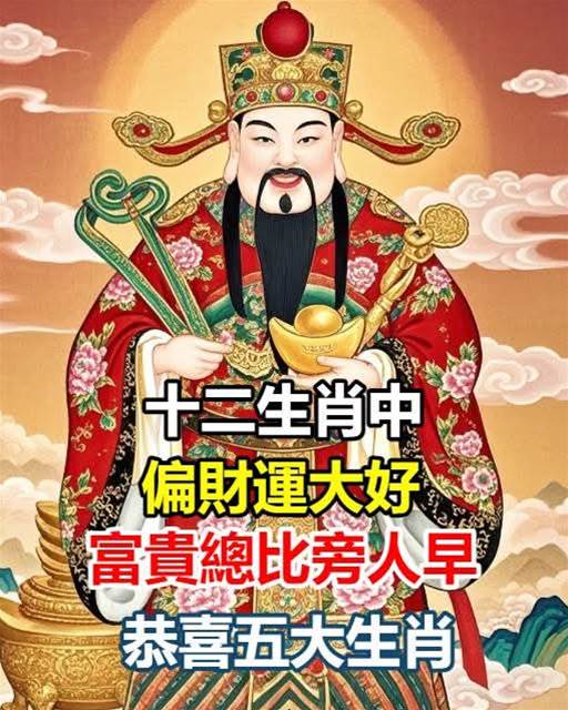 十二生肖中偏財運大好，富貴總比旁人早，恭喜五大生肖.