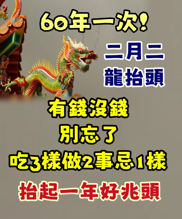 60年一次！二月二龍抬頭，有錢沒錢，別忘吃3樣做2事忌1樣，抬起一年好兆頭!