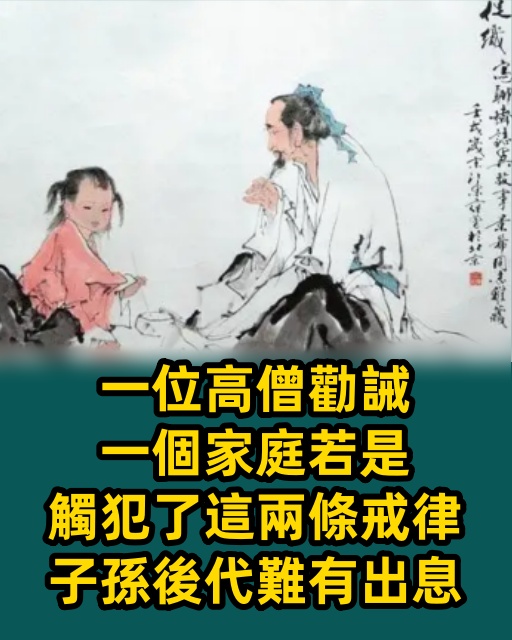 一位高僧勸誡：一個家庭若是觸犯了這兩條戒律，子孫後代難有出息