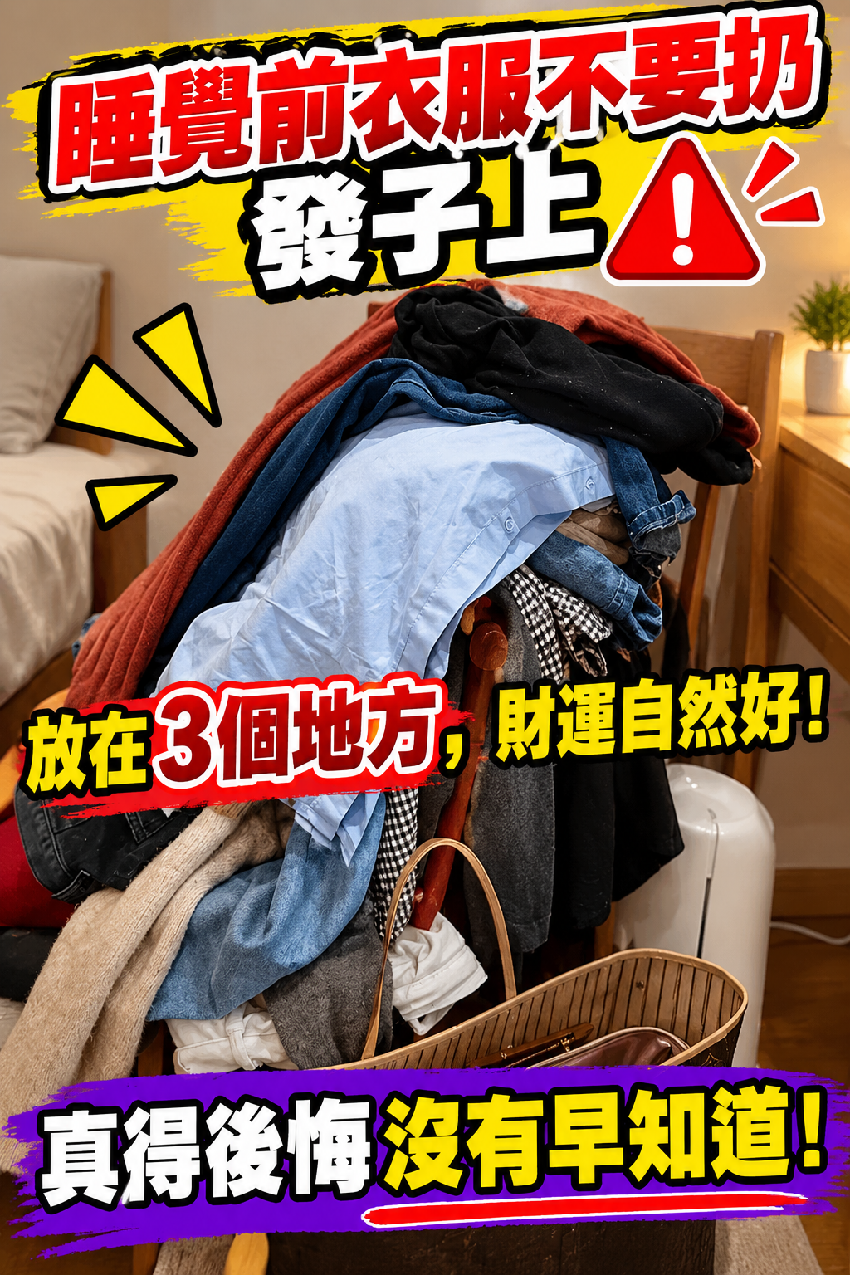 睡覺前衣服不要扔凳子上， 放在3個地方，財運好到爆！