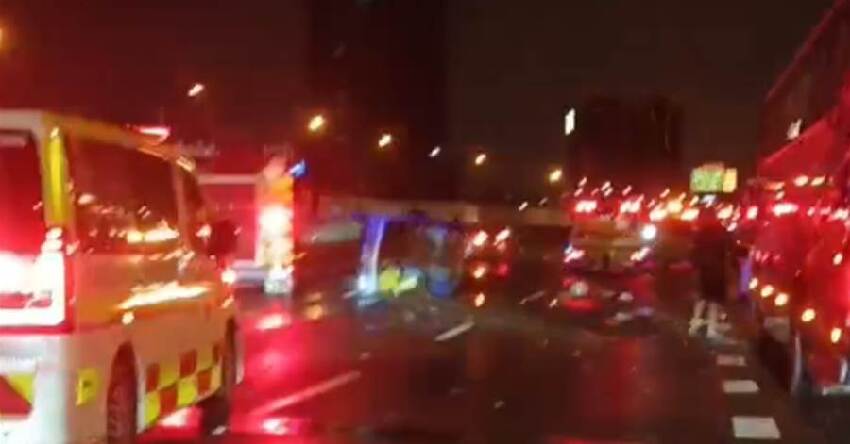 快訊／國道7車追撞滿地殘骸，傷亡不明
