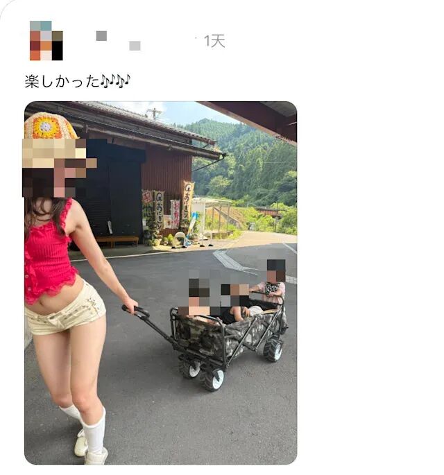 日本辣媽露腰，穿超短褲帶3娃被日網罵上熱搜！ 網友：到底關你什麼事？
