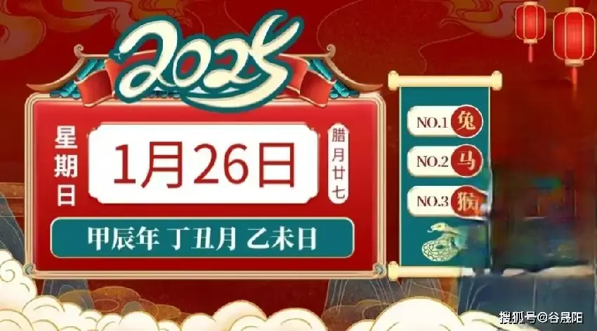 2025年1月26日 十二生肖 今日運勢 需要注意生肖：狗、鼠、牛