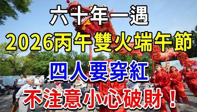 六十年一遇！2026端午不一般，丙午雙火正逢毒月毒日，四個生肖要穿紅，不注意小心破財！
