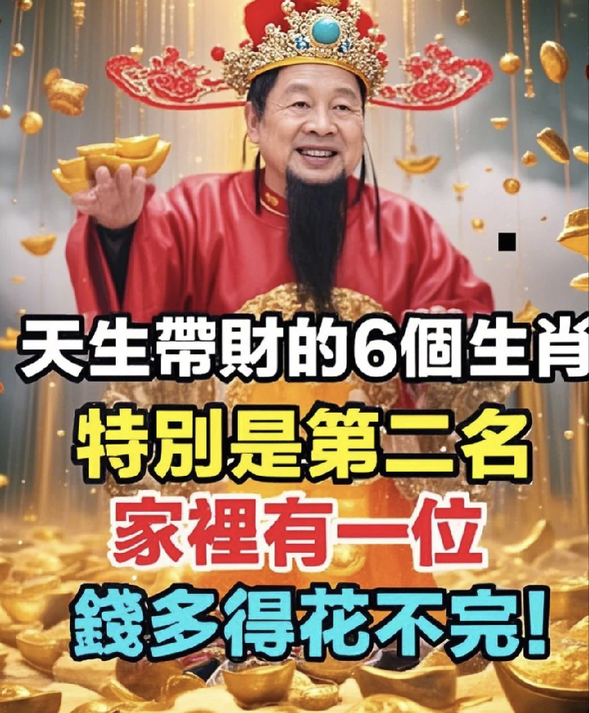 天生帶財的6個生肖，特別是第二名，家裡有一位，鈔票花不完！