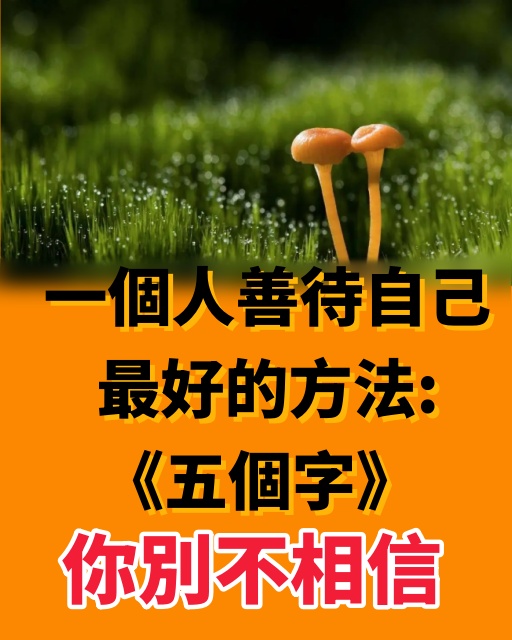 一個人善待自己最好的方法：《五個字》 你別不相信！