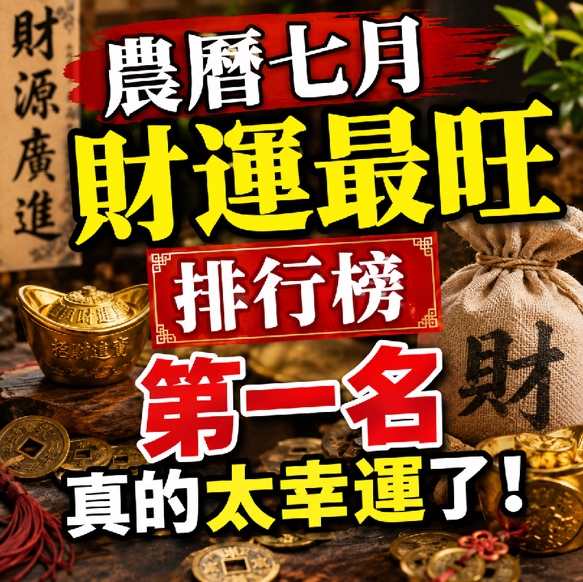 農曆七月「財運最旺排行榜」！第一名真的太幸運了！