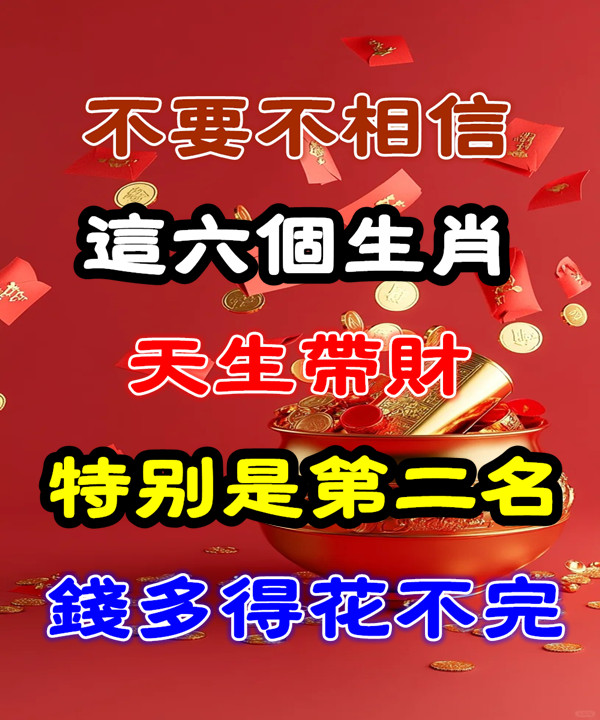 不要不相信！六個生肖天生帶財，特別是第二名，錢多得花不完