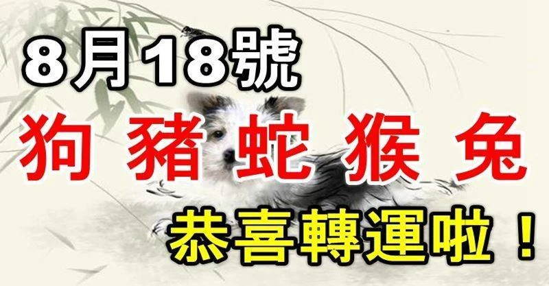 8月18號（狗 豬 蛇 猴 兔）恭喜轉運啦