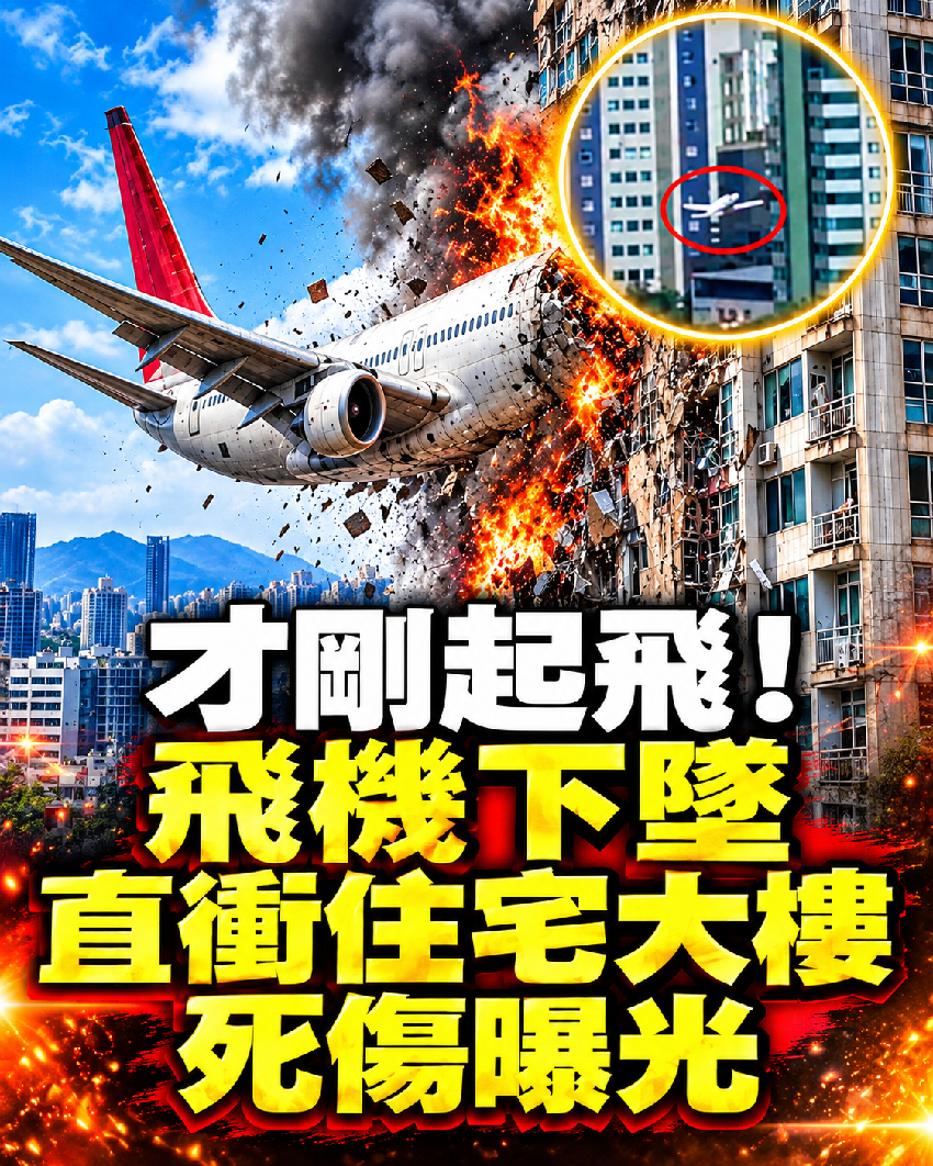 才剛起飛！ 飛機下墜「直衝住宅大樓」死傷曝光