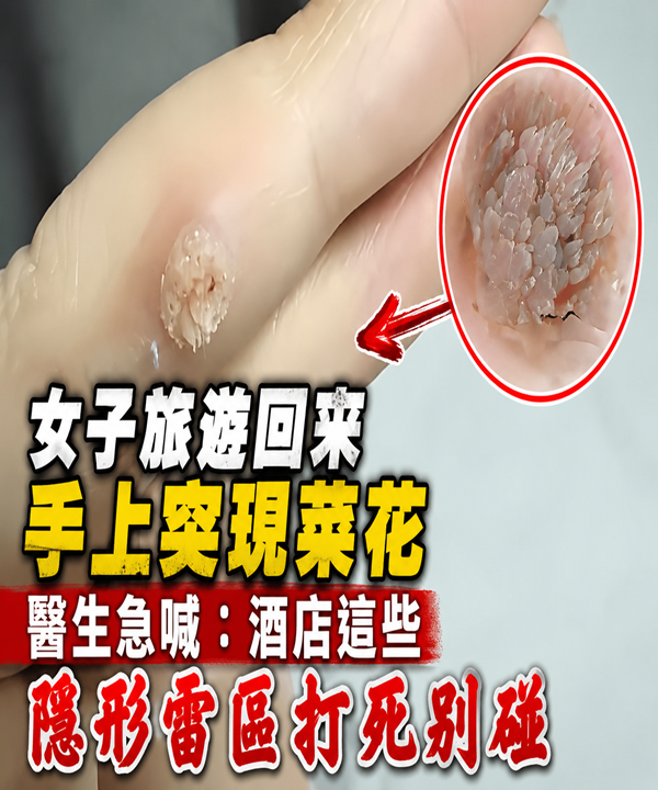 女子旅遊回來手上突現「菜花」硬塊！剪開瞬間嚇懵，醫生急喊：酒店這些「隱形雷區」打死別碰