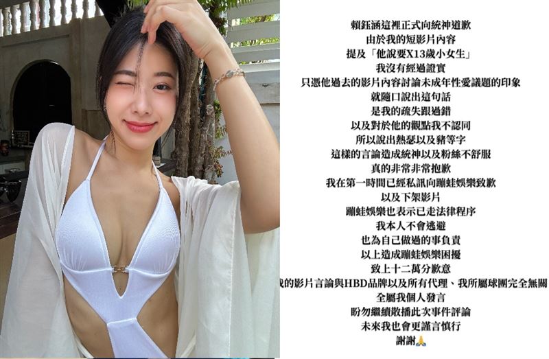 前啦啦隊女神狂嗆統神「那隻豬」慘了！掀未成年議題怒爆提告急道歉