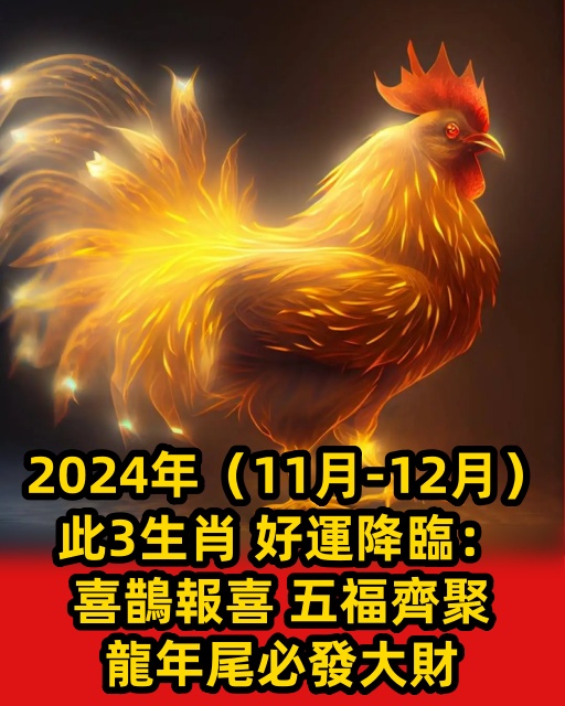 2024年（11月-12月）此3生肖，好運降臨：喜鵲報喜，五福齊聚，龍年尾必發大財