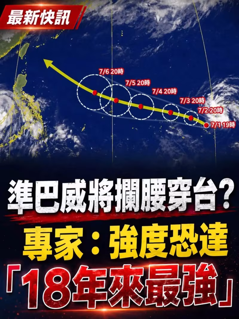 准巴威將攔腰穿台？專家：強度恐達「18年來最強」
