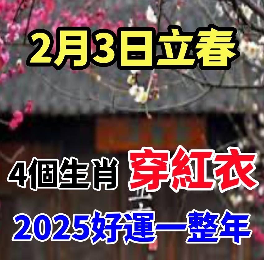 風水大師說：2月3日立春，這4個生肖「穿紅色」，財運會旺旺來，一整年順利又吉祥！