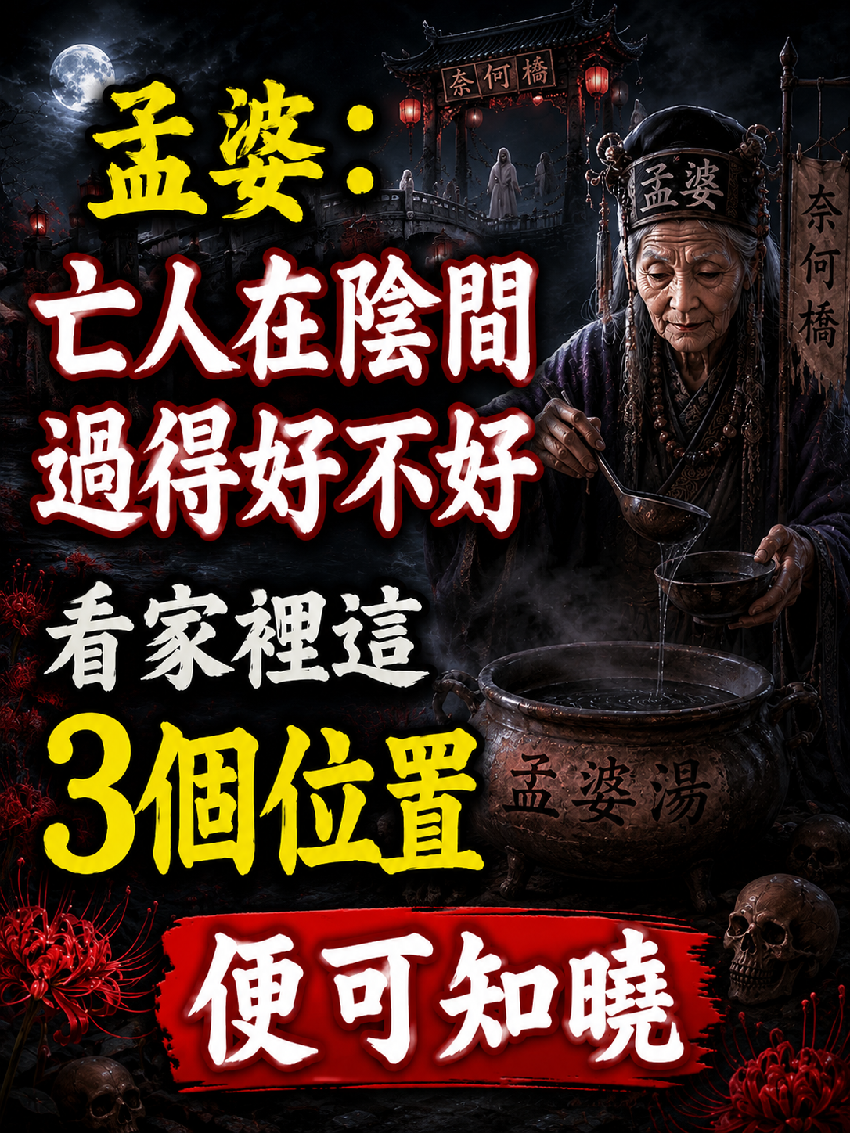 孟婆道：亡人在陰間過得好不好， 看家裡這3個位置便可知曉