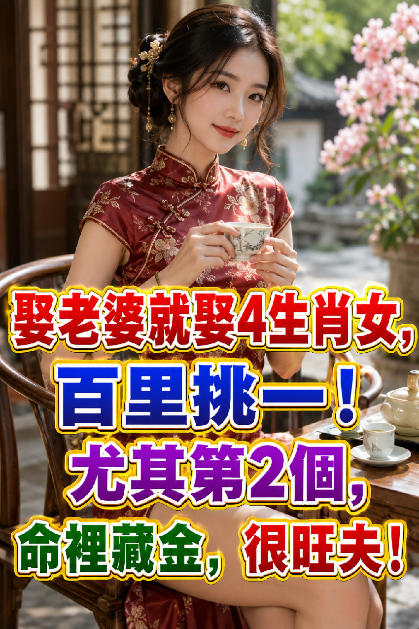 娶老婆就娶4生肖女，百里挑一！尤其第2個，命裡藏金，很旺夫！