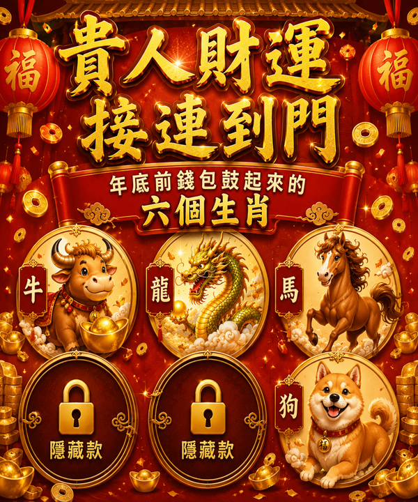 貴人財運接連到門，年底前錢包鼓起來的六個生肖
