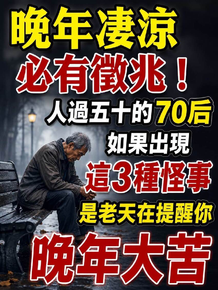 晚年凄涼，必有徵兆！ 人過五十的70后，如果出現這3種怪事，是老天在提醒你，晚年大苦！