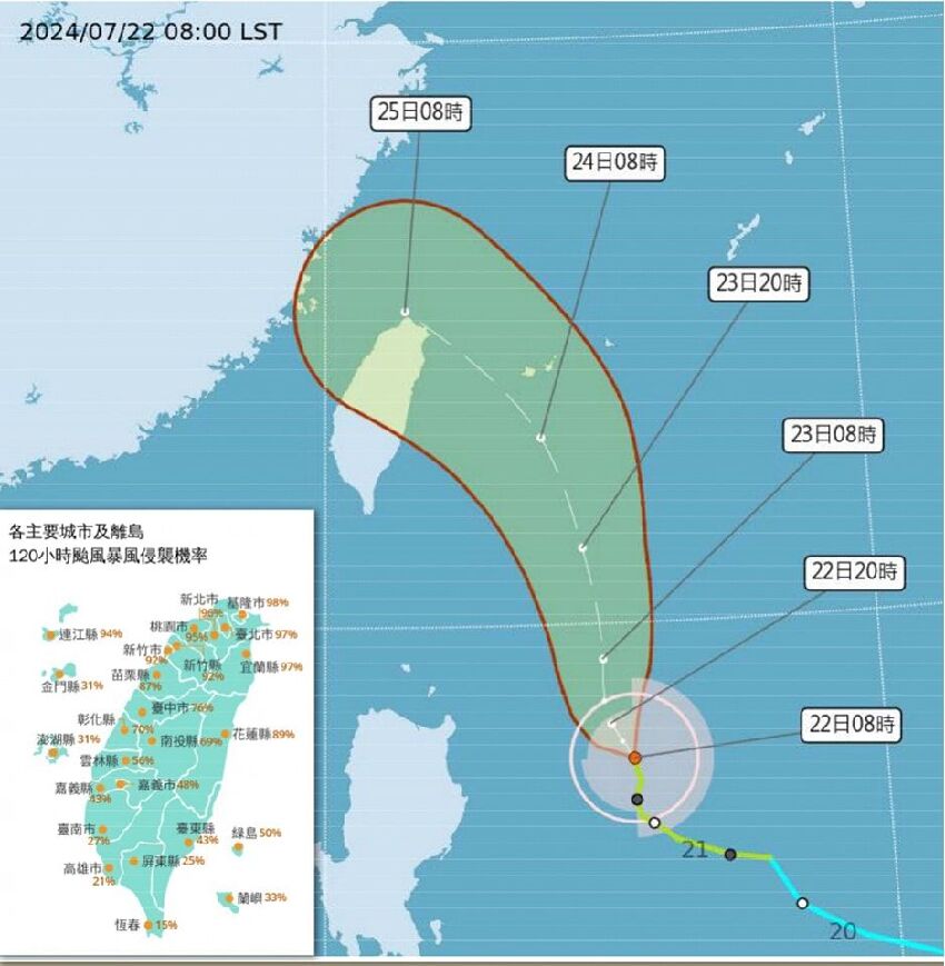 海陸警齊發！凱米颱風「10級暴風圈」狂掃台灣　8縣市風雨劇烈「有望放颱風假」