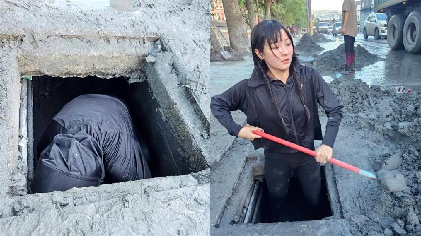 光復忍者龜超人「鑽水溝挖淤泥」竟是籃籃！彎腰消失「只露一顆頭」網讚翻