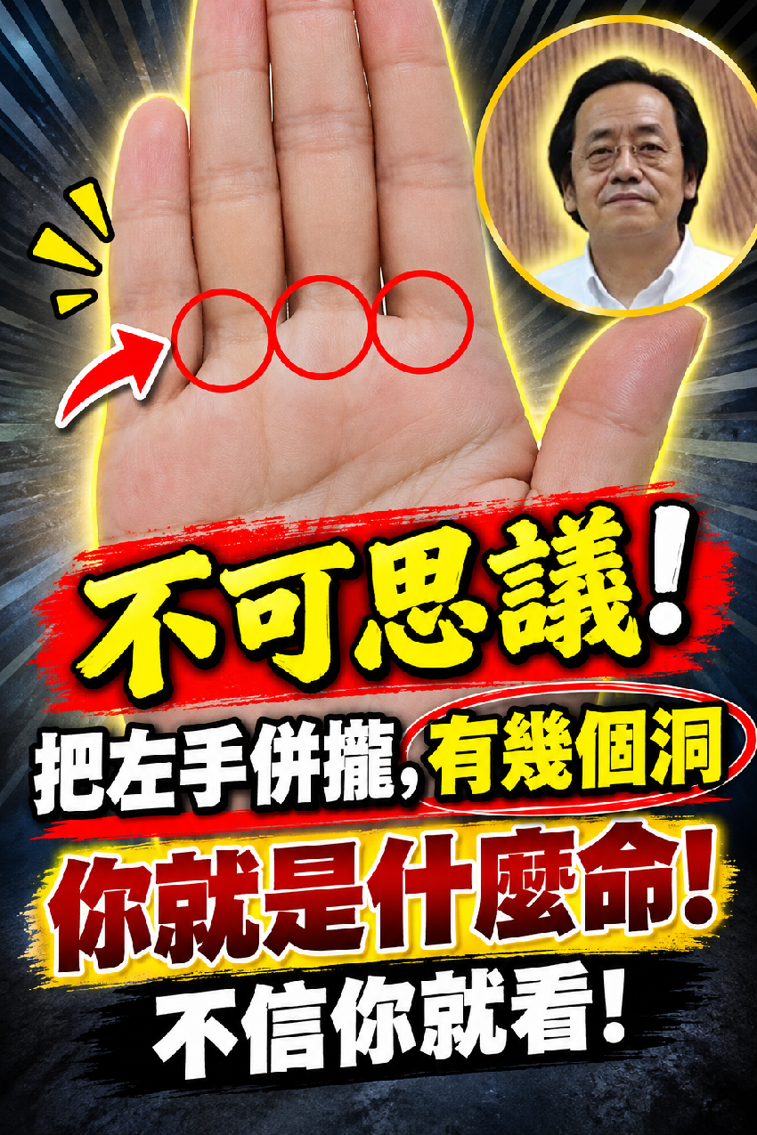 不可思議！把左手併攏，有幾個洞，你就是什麼命！不信你就看！