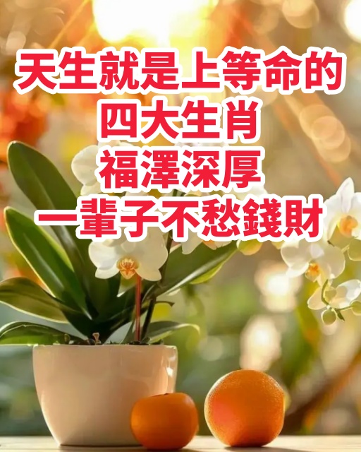 天生就是上等命的四大生肖，福澤深厚，一輩子不愁錢財